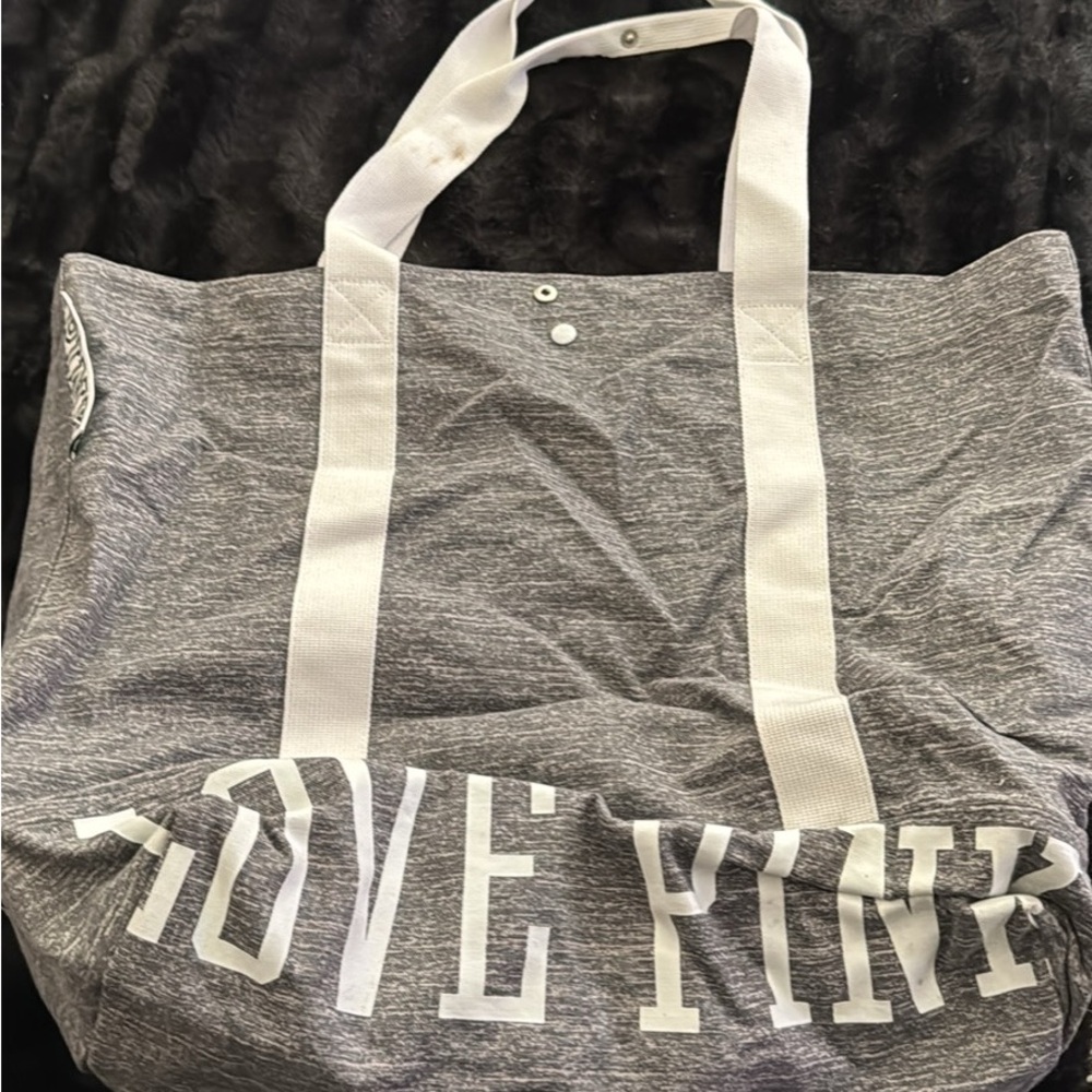 PINK Victoria's Secret Love Pink Gray Tote